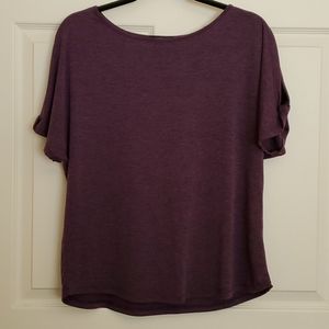 Colette purple cold shoulder knit short sleeve top